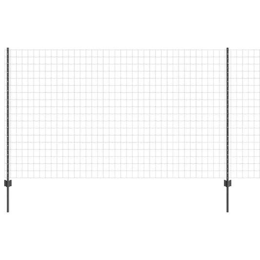 Zaun mit Pfosten Grau 1.4 x 10 m Stahl