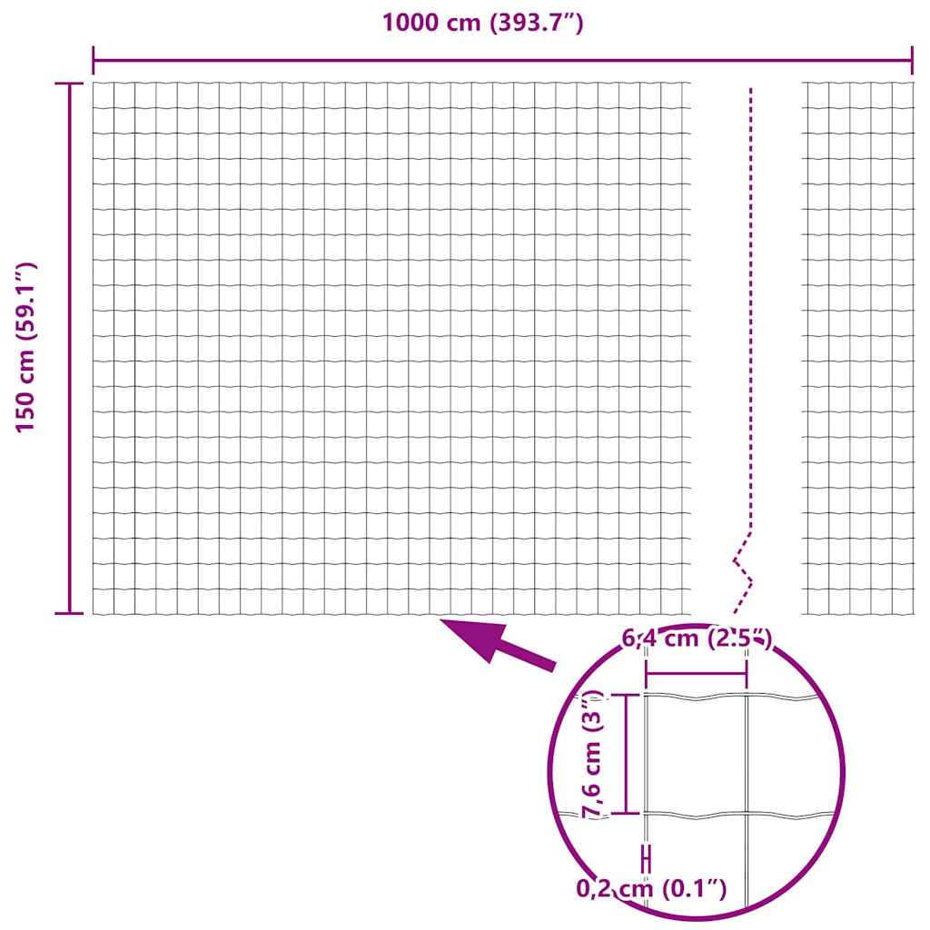 Zaun und Pfosten Grau 1,5 x 10 m Stahl