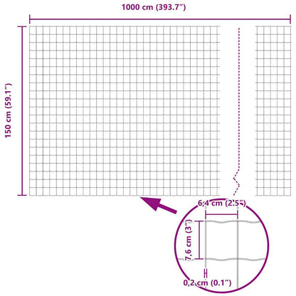Zaun und Pfosten Grau 1,5 x 10 m Stahl