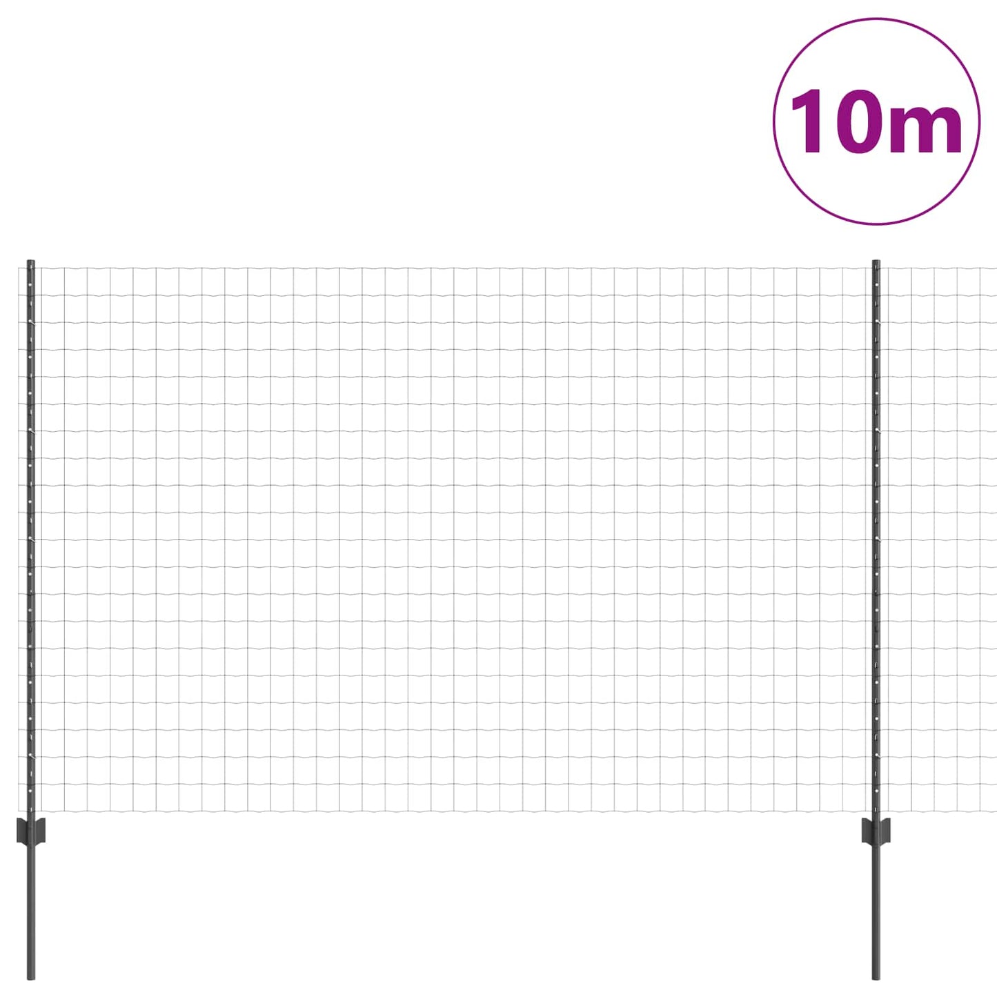 Zaun und Pfosten Grau 1,5 x 10 m Stahl