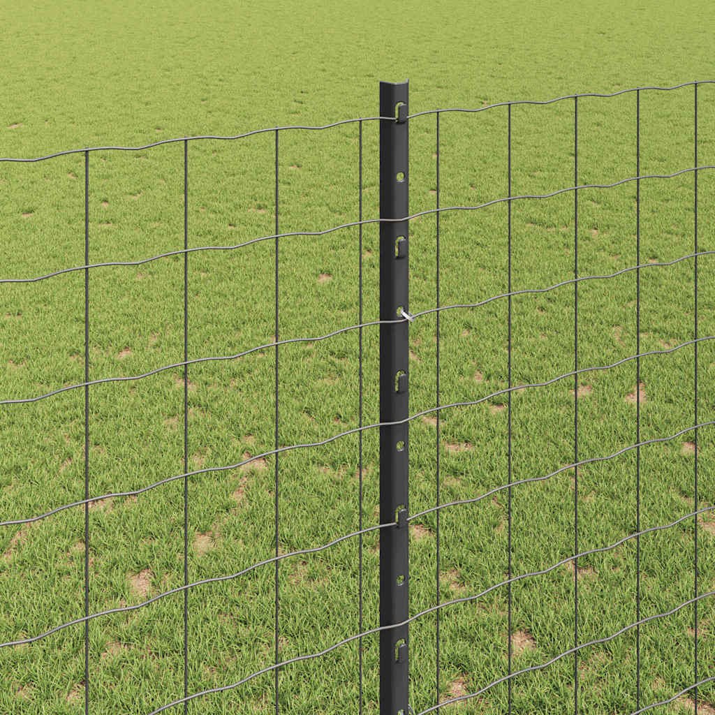 Zaun mit Pfosten Grau 1,6 x 10 m Stahl
