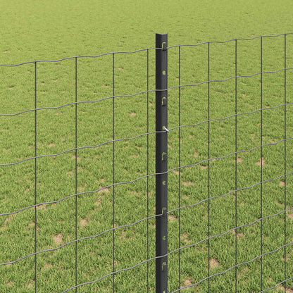 Zaun mit Pfosten Grau 1,6 x 10 m Stahl