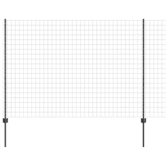 Zaun mit Pfosten Grau 1.6 x 10 m Stahl
