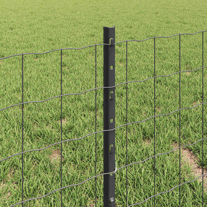 Zaun mit Pfosten Grau 0,4 x 25 m Stahl