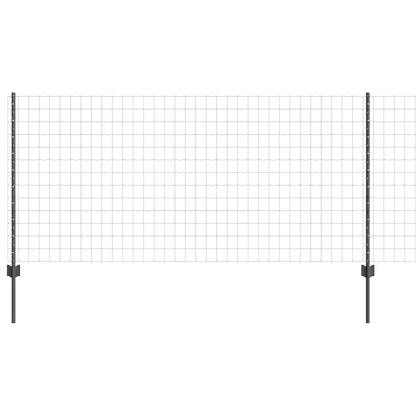 Zaun mit Pfosten Grau 1 x 25 m Stahl