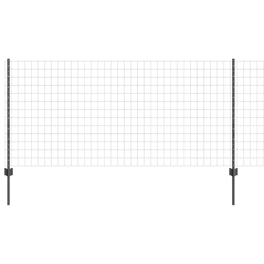Zaun mit Pfosten Grau 1 x 25 m Stahl