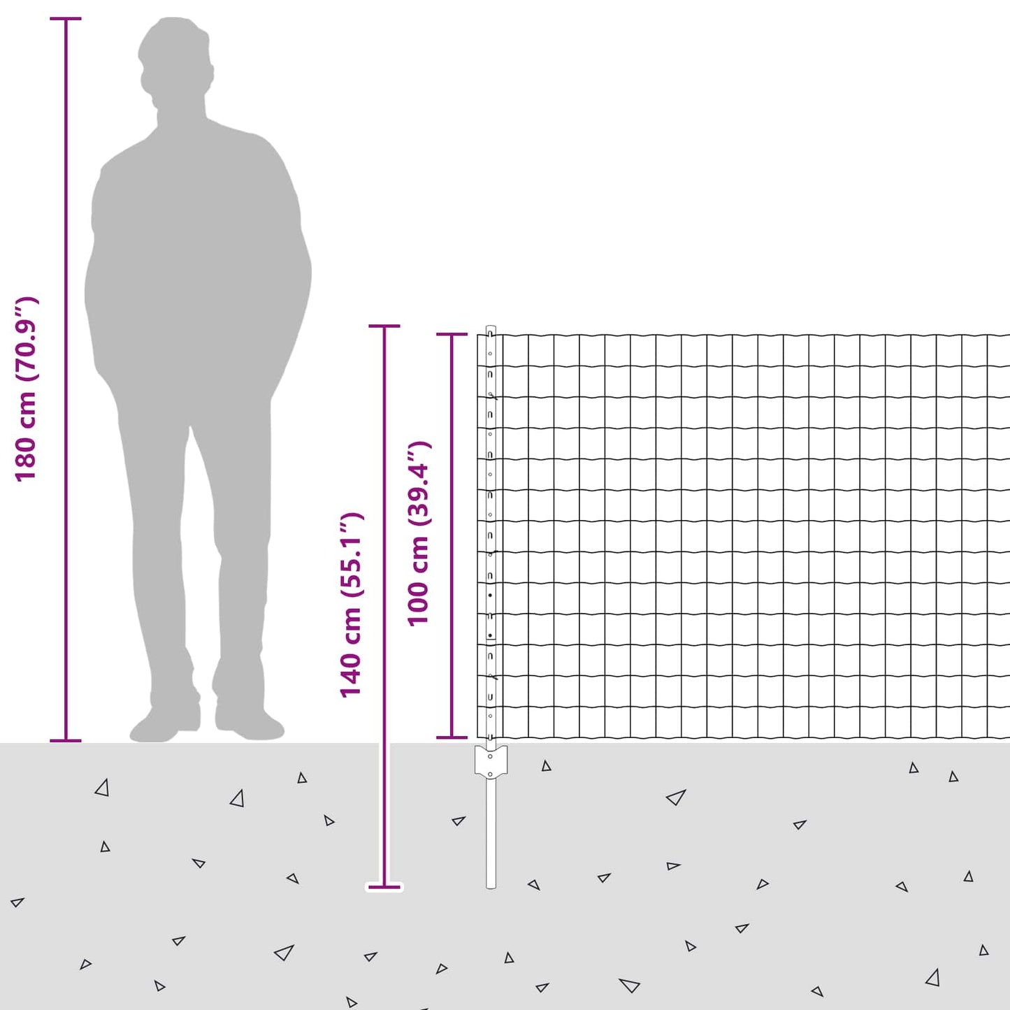 Zaun und Pfosten Grau 1 x 25 m Stahl