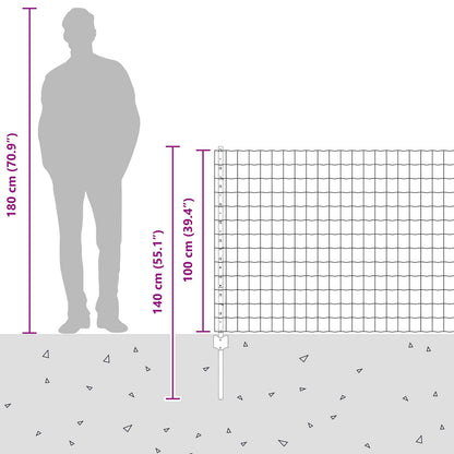 Zaun und Pfosten Grau 1 x 25 m Stahl
