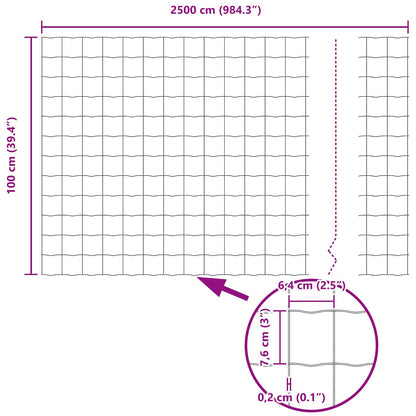 Zaun und Pfosten Grau 1 x 25 m Stahl