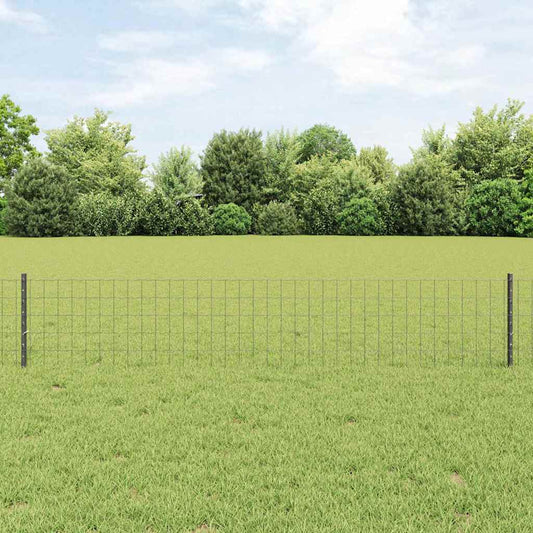 Zaun mit Pfosten Grau 0.4 x 50 m Stahl