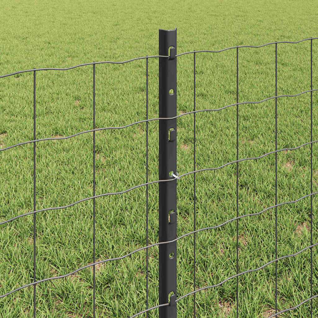 Zaun mit Pfosten Grau 0,6 x 50 m Stahl