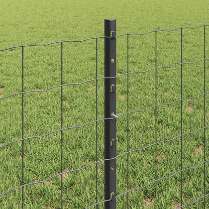 Zaun mit Pfosten Grau 0,6 x 50 m Stahl