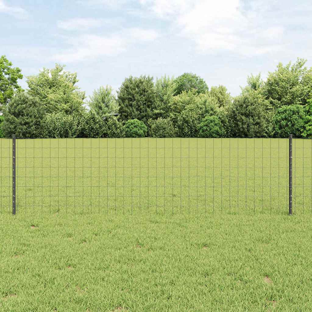 Zaun mit Pfosten Grau 0.6 x 50 m Stahl