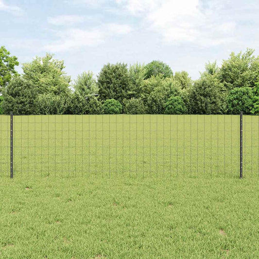 Zaun mit Pfosten Grau 0.6 x 50 m Stahl