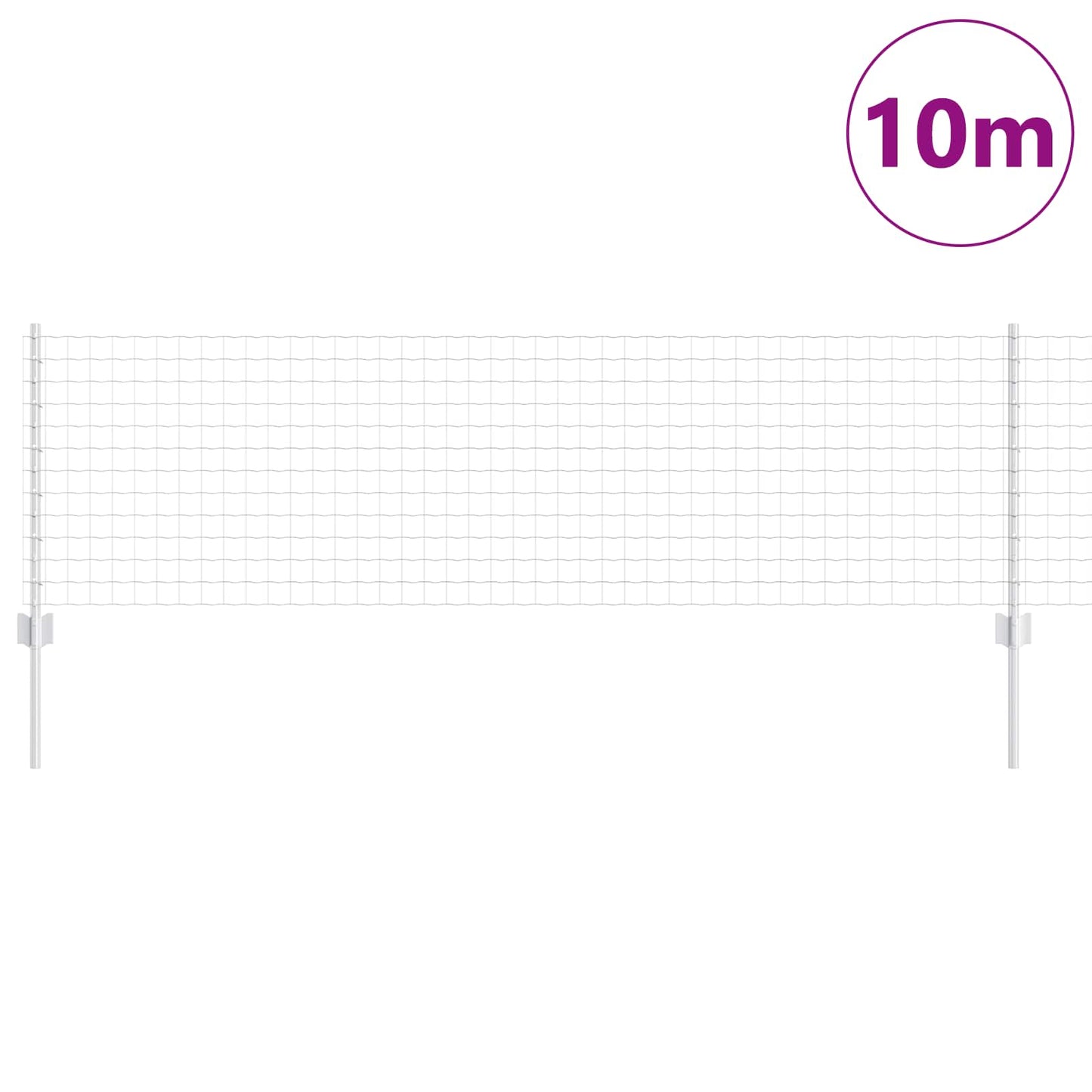 Zaun und Pfosten Silber 0,6 x 10 m Stahl