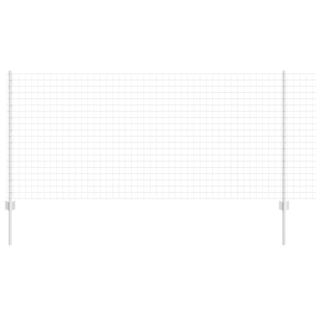 Zaun mit Pfosten Silber 1 x 10 m Stahl