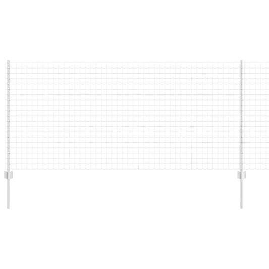 Zaun mit Pfosten Silber 1 x 10 m Stahl