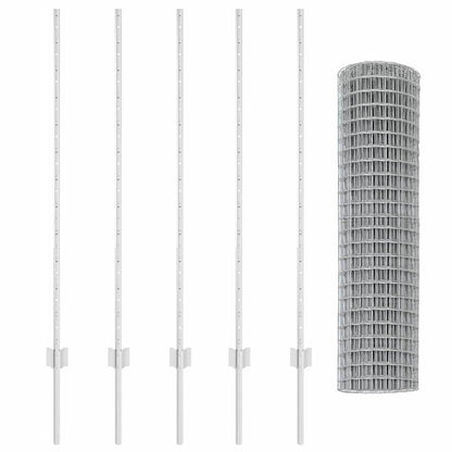 Zaun mit Pfosten Silber 1.2 x 10 m Stahl