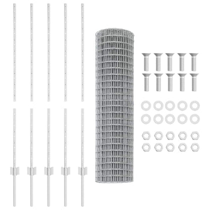 Zaun mit Pfosten Silber 1.2 x 10 m Stahl