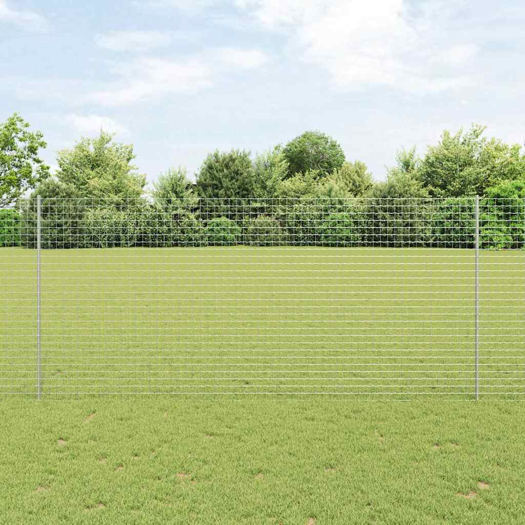 Zaun mit Pfosten Silber 1.4 x 10 m Stahl