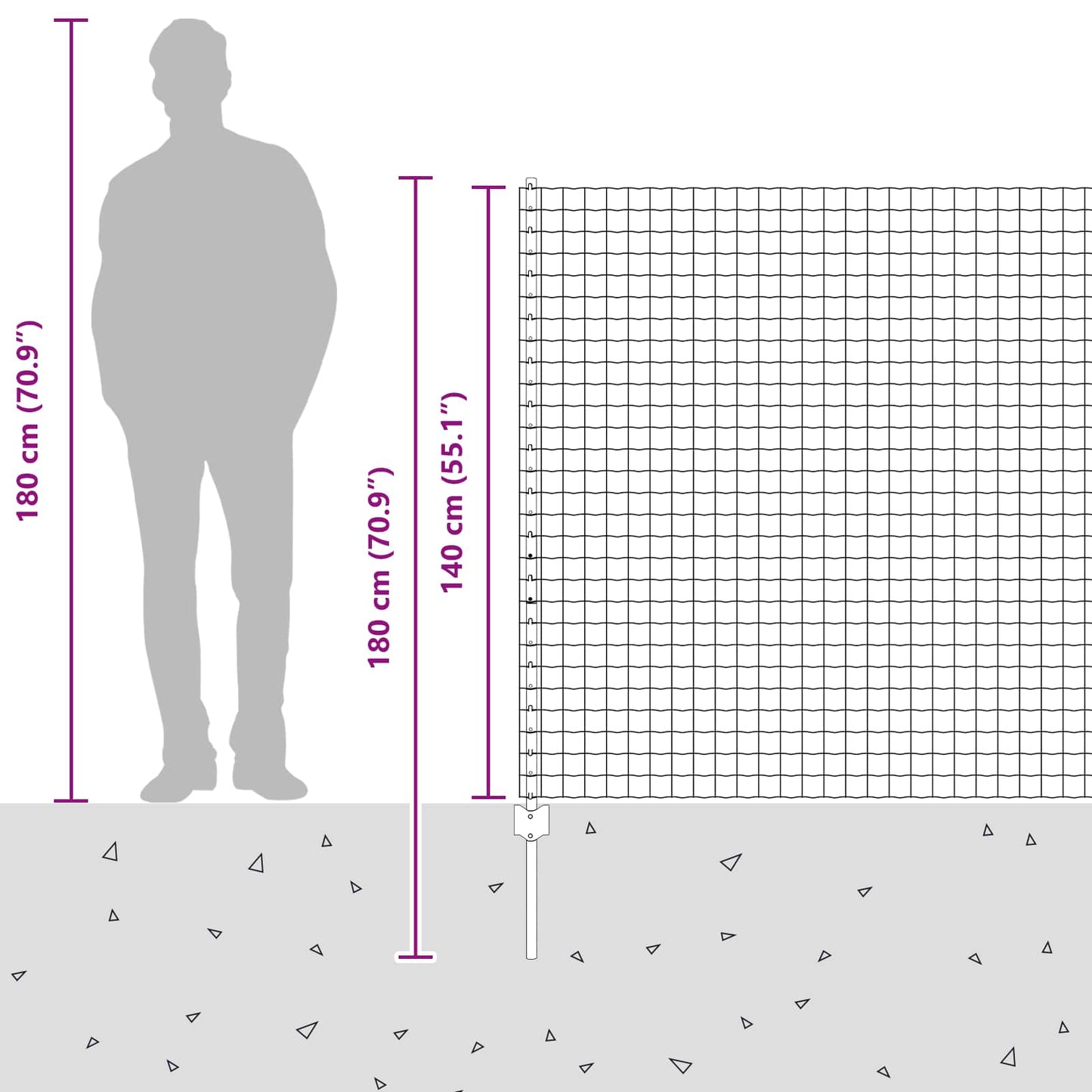 Zaun und Pfosten Silber 1,4 x 10 m Stahl