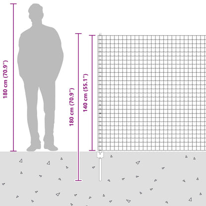 Zaun und Pfosten Silber 1,4 x 10 m Stahl