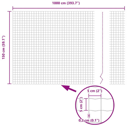Zaun und Pfosten Silber 1,5 x 10 m Stahl