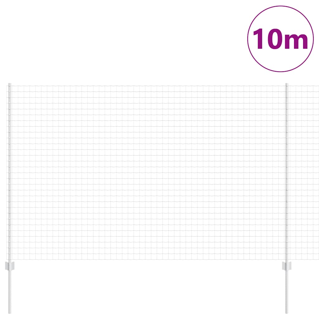 Zaun mit Pfosten Silber 1.6 x 10 m Stahl