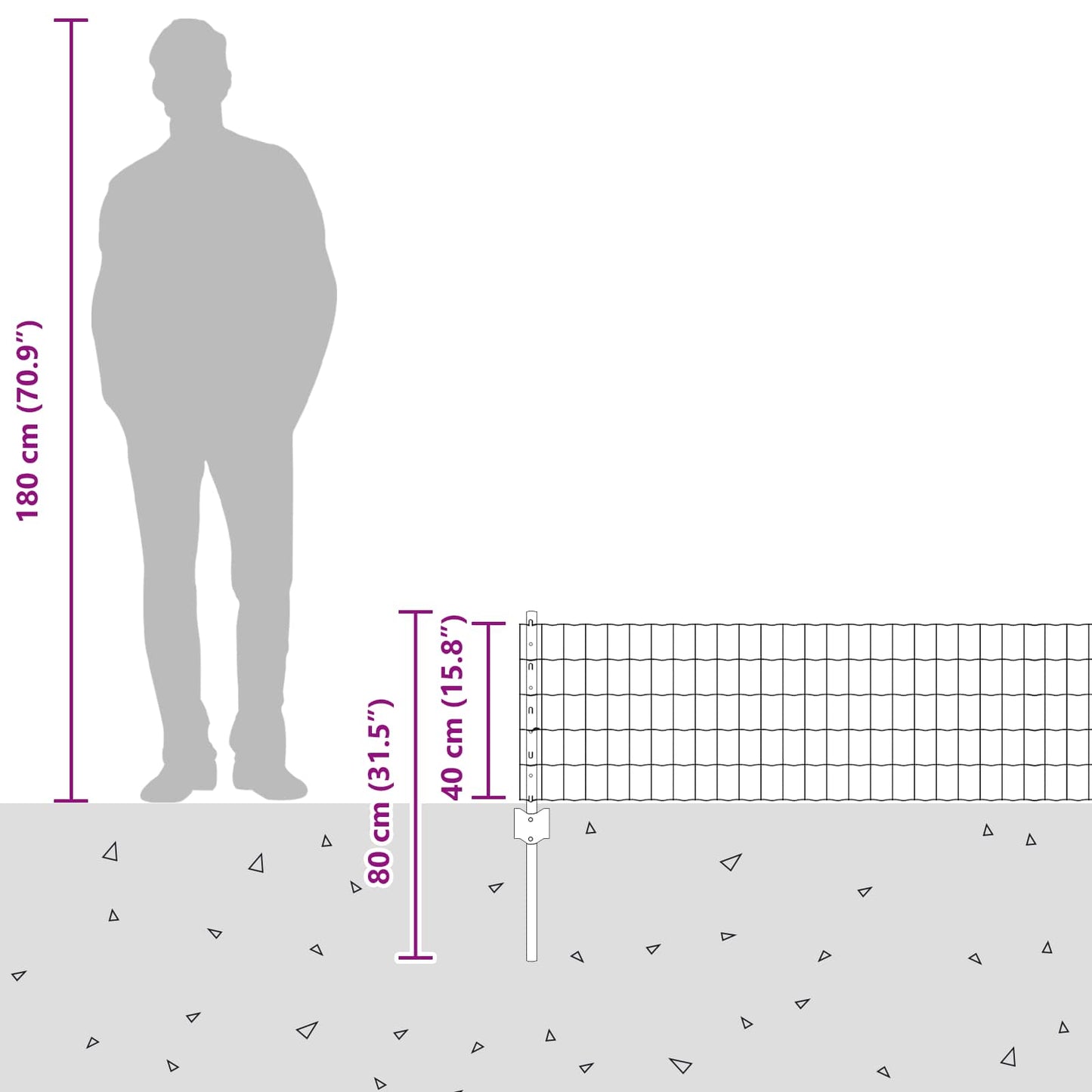 Zaun und Pfosten Silber 0,4 x 10 m Stahl