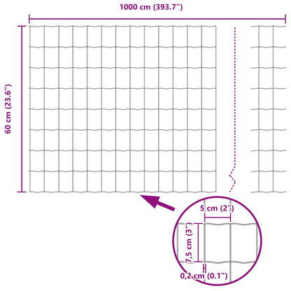 Zaun und Pfosten Silber 0,6 x 10 m Stahl