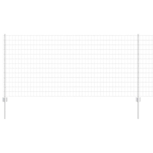 Zaun mit Pfosten Silber 1 x 10 m Stahl