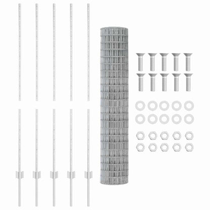Zaun mit Pfosten Silber 1.4 x 10 m Stahl