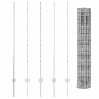Zaun mit Pfosten Silber 1.4 x 10 m Stahl