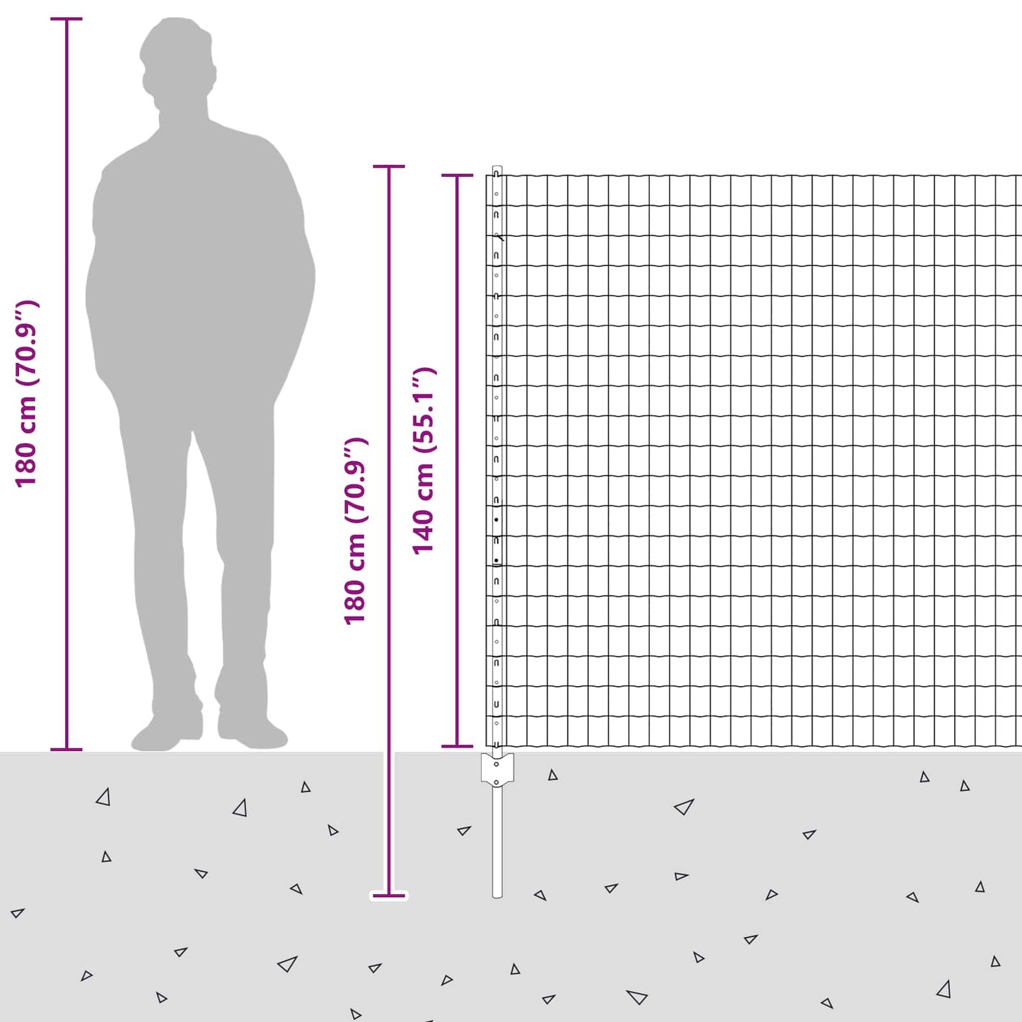 Zaun und Pfosten Silber 1,4 x 10 m Stahl