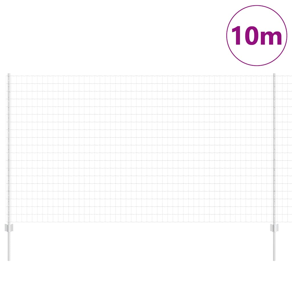 Zaun mit Pfosten Silber 1.4 x 10 m Stahl