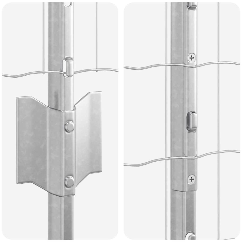 Zaun mit Pfosten Silber 1.5 x 10 m Stahl