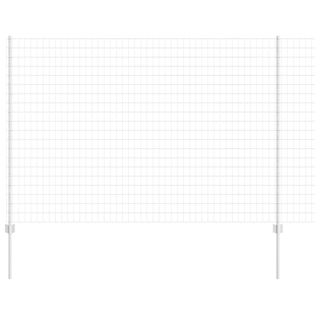 Zaun mit Pfosten Silber 1.5 x 10 m Stahl