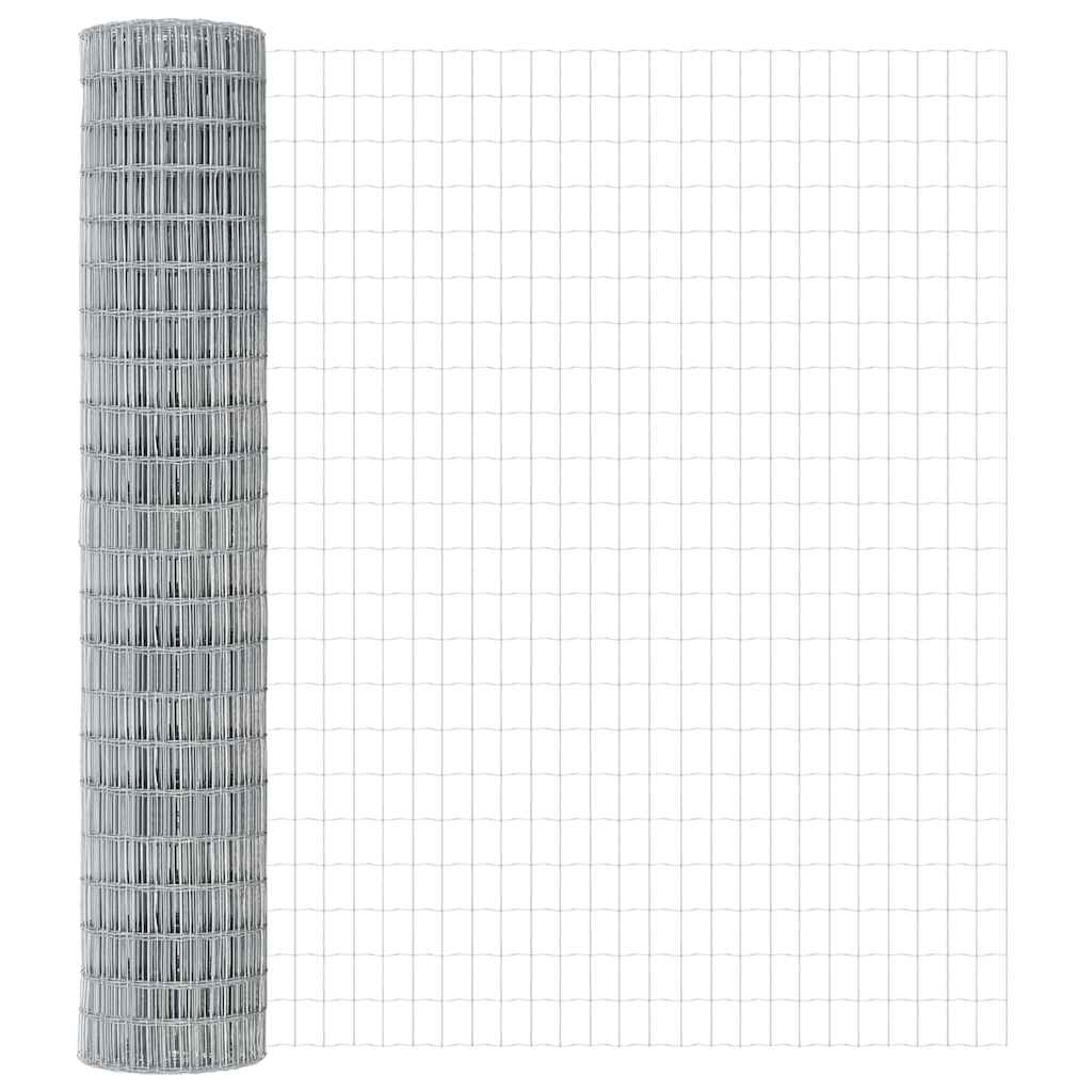Zaun mit Pfosten Silber 1.5 x 10 m Stahl
