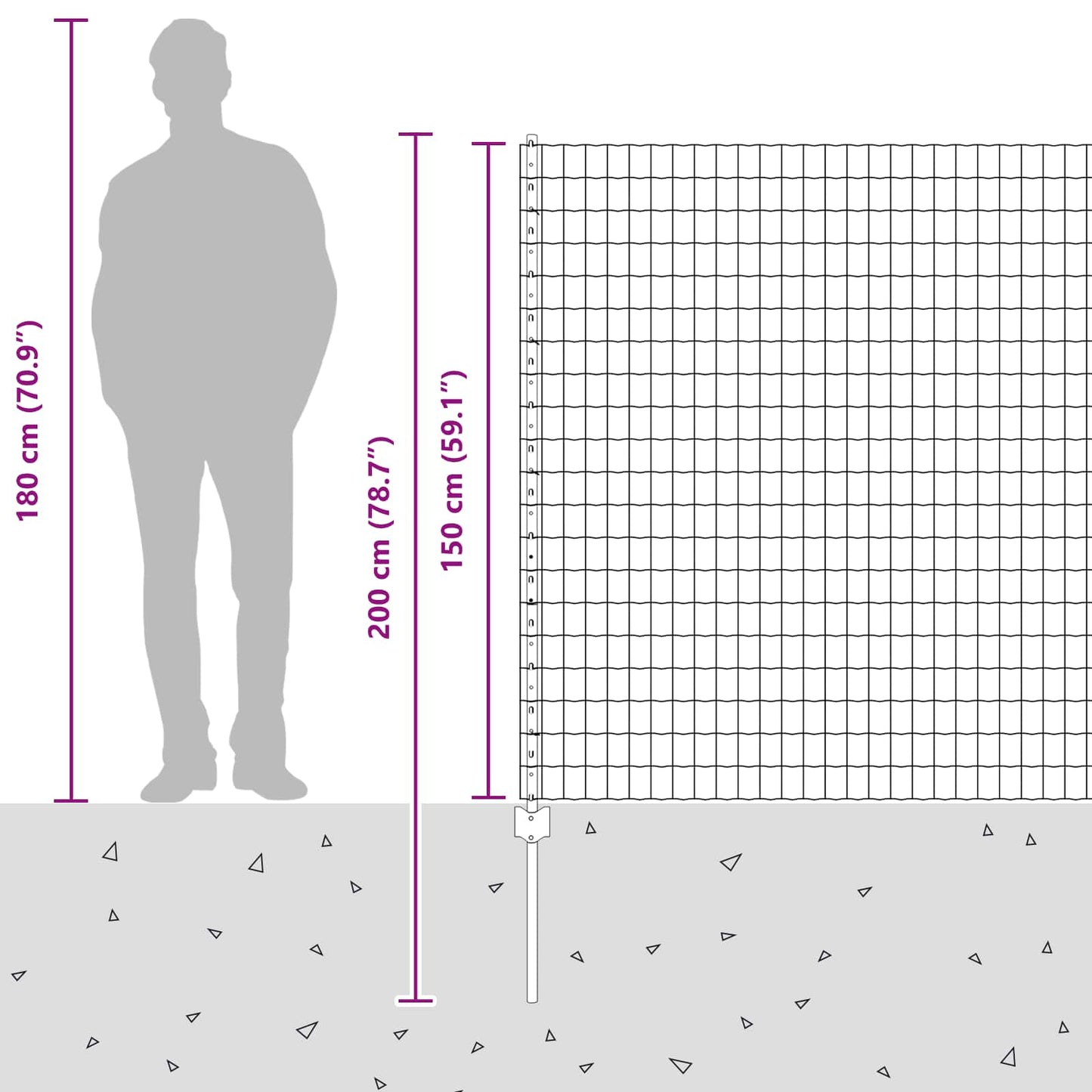 Zaun und Pfosten Silber 1,5 x 10 m Stahl