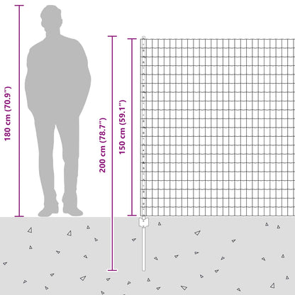 Zaun und Pfosten Silber 1,5 x 10 m Stahl