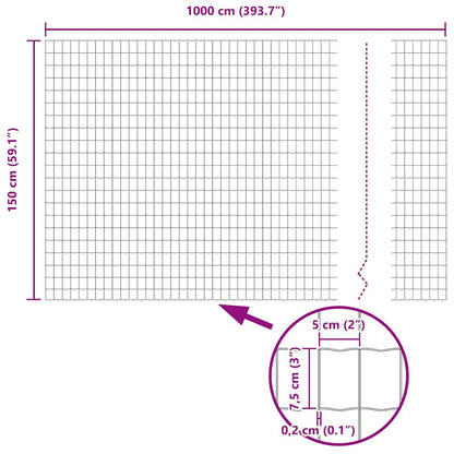 Zaun und Pfosten Silber 1,5 x 10 m Stahl