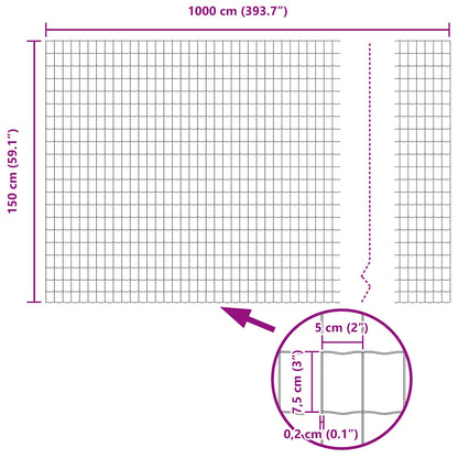 Zaun und Pfosten Silber 1,5 x 10 m Stahl