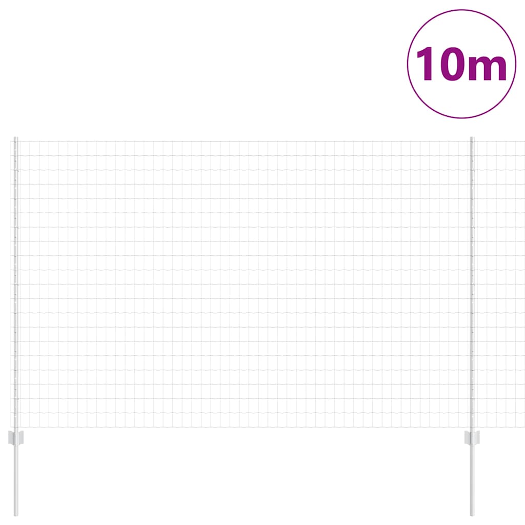 Zaun mit Pfosten Silber 1.5 x 10 m Stahl