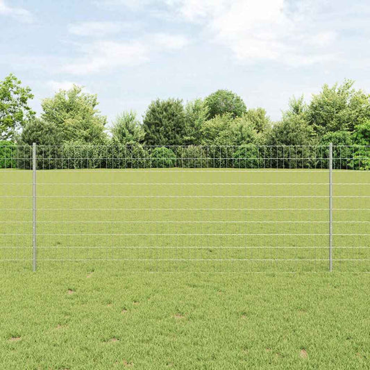Zaun mit Pfosten Silber 1 x 10 m Stahl