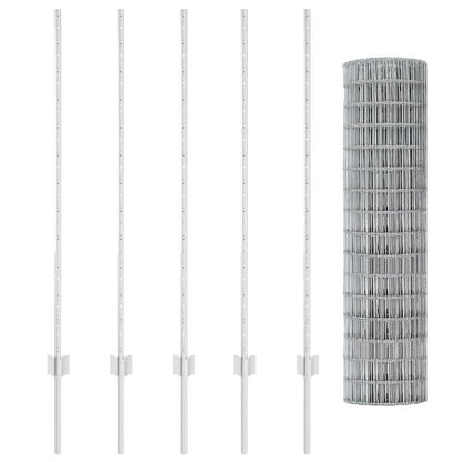 Zaun mit Pfosten Silber 1.2 x 10 m Stahl
