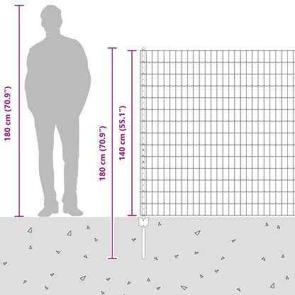Zaun und Pfosten Silber 1,4 x 10 m Stahl