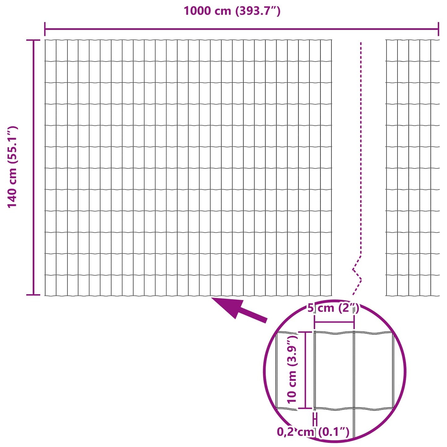 Zaun und Pfosten Silber 1,4 x 10 m Stahl