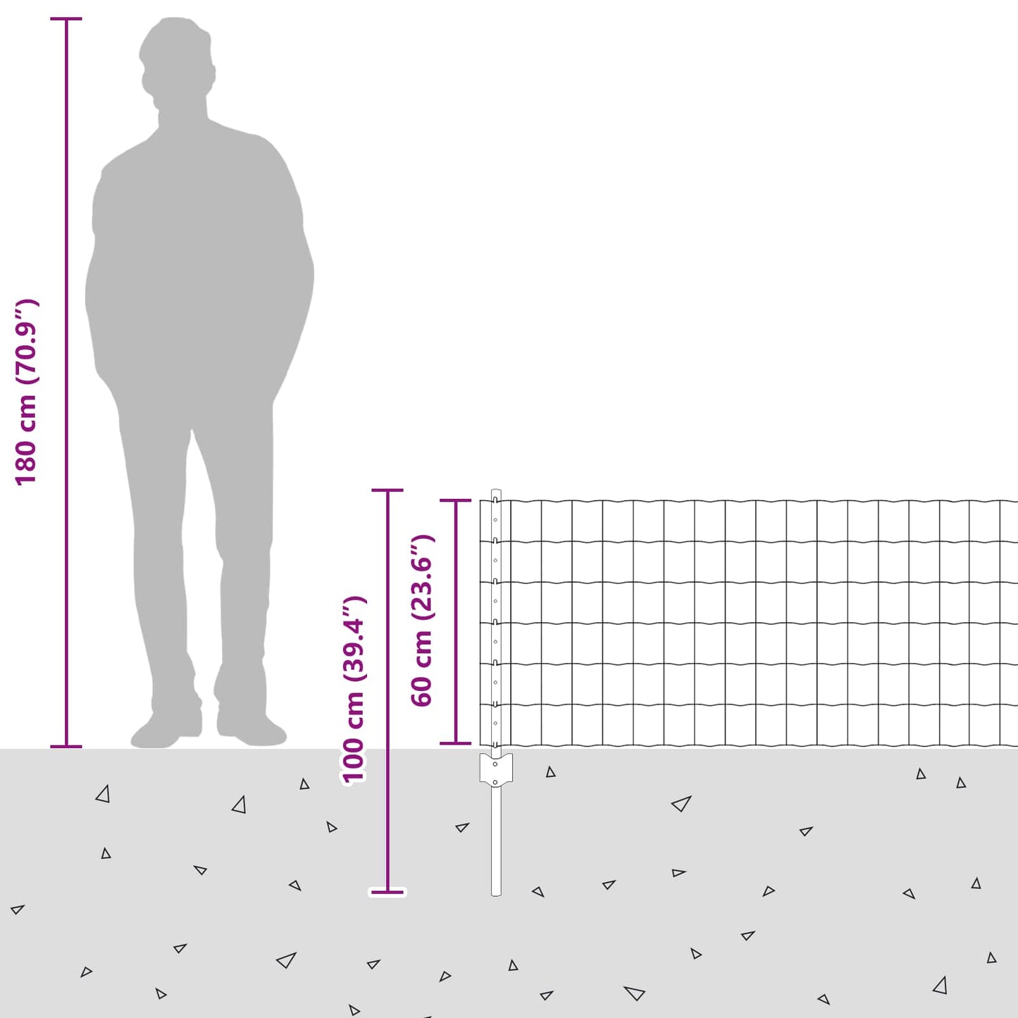 Zaun und Pfosten Silber 0,6 x 10 m Stahl