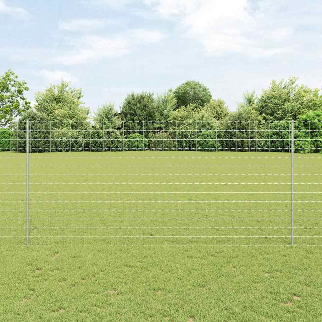 Zaun mit Pfosten Silber 1.4 x 10 m Stahl
