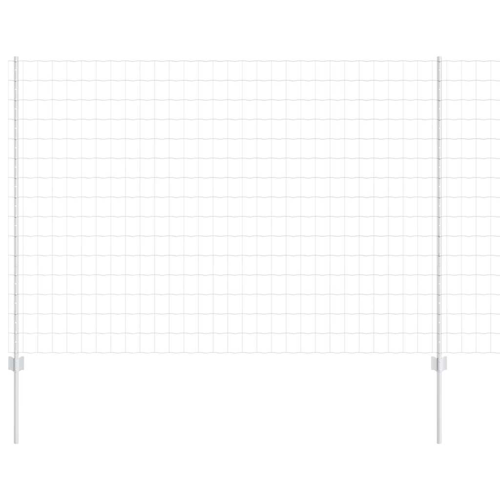 Zaun mit Pfosten Silber 1.5 x 10 m Stahl